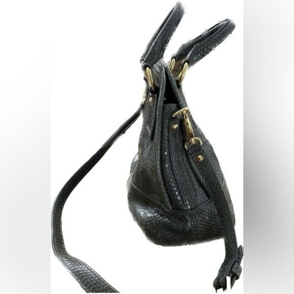 Vintage Talbots - Fake Snakeskin Alma Bag - Embossed Leather Satchel Crossbody - Picture 6 of 13
